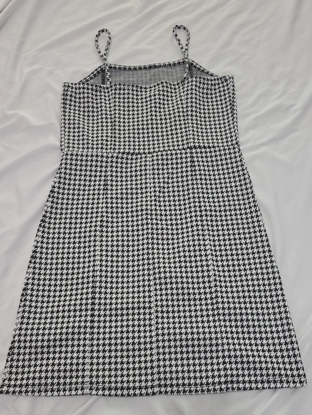 art class Black and White Houndstooth Spaghetti Strap Mini Dress